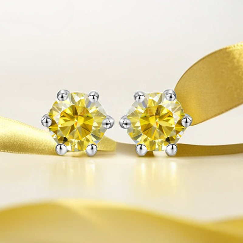 Women's Sparkling Lemon Yellow Synthetic Moissanite Earrings
